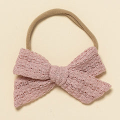 Dusty Pink Woven Crochet Headband Bow