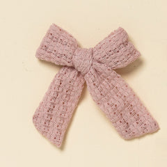 Dusty Pink Woven Crochet Bow Clip