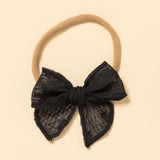 Noir Woven Hearts Headband Bow