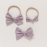 Orchid Mini Gingham Bow Clip