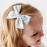 Baby Blue Mini Gingham Bow Clip