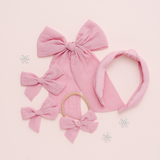 Pale Pink Dobby Headband Bow