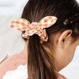 Pink and Gold Gingham Knot Scrunchie