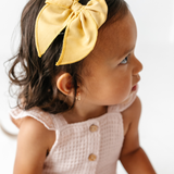 Mustard Summer Poplin Bow Clip