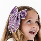 Plum Grid Bow Clip