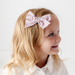 Orchid Mini Gingham Bow Clip