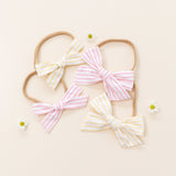 Guava Pinstripe Headband Bow