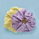 Purple Wildflower Seersucker Oversized Scrunchie 